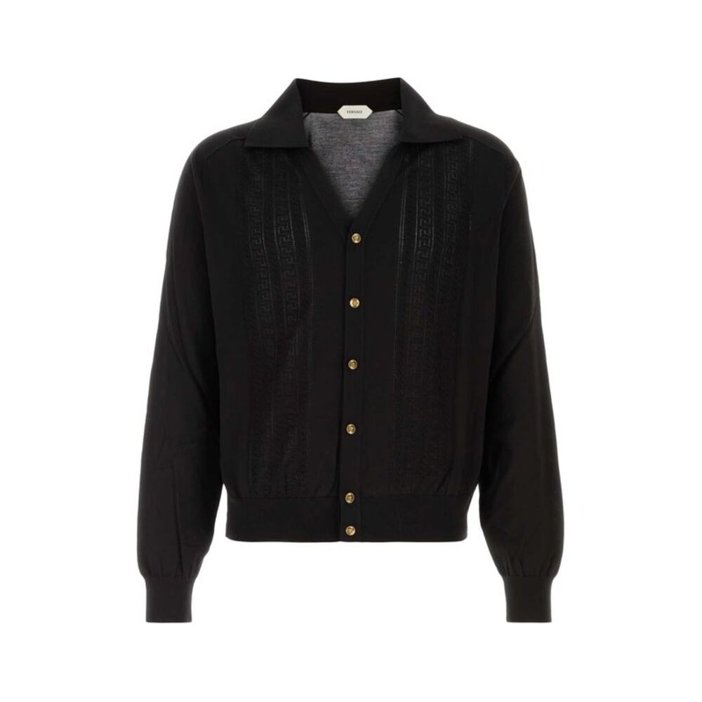 Versace Men Black Knit Cardigan